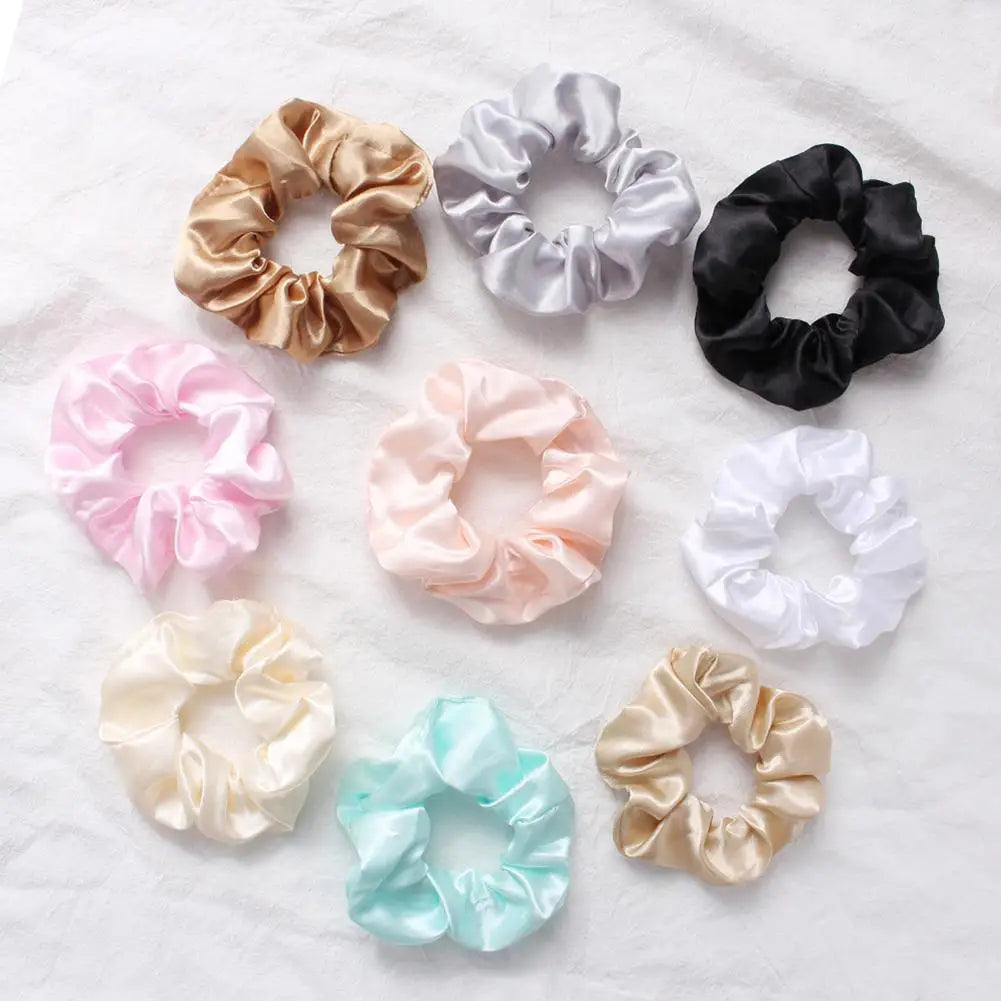 Women Silk Satin Scunchies Bright Color...