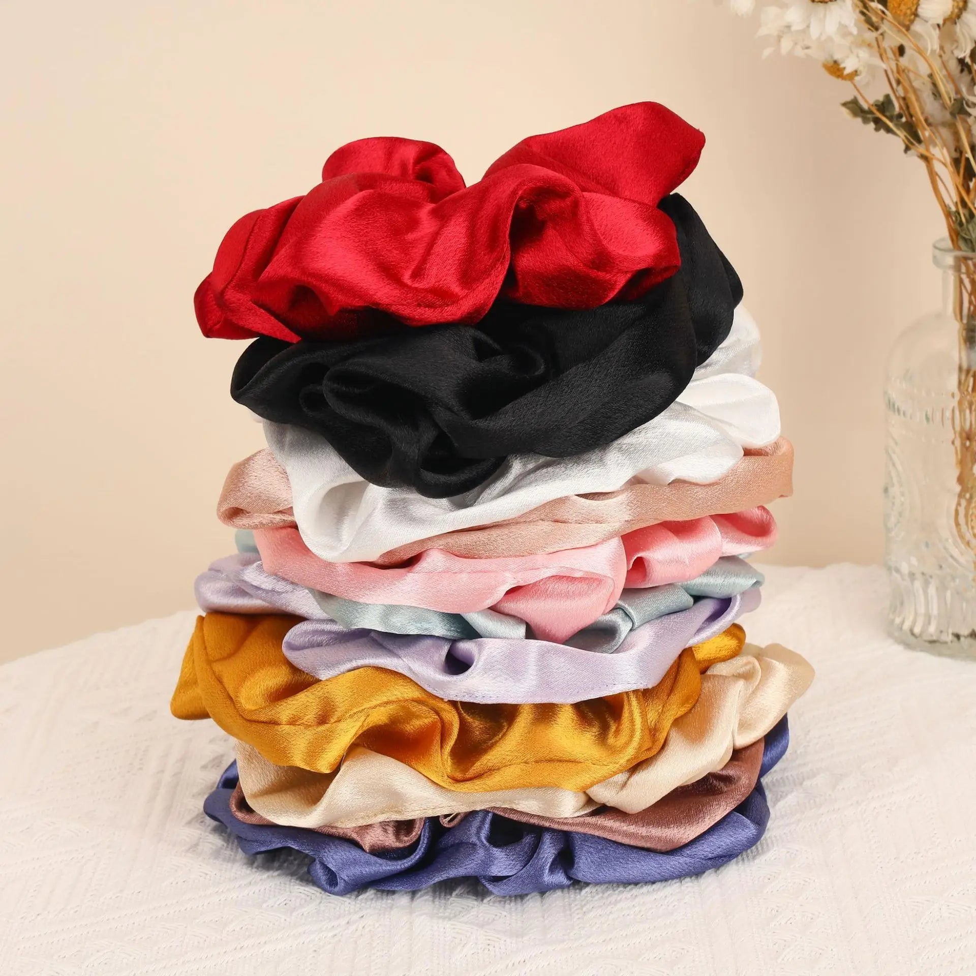 Women Silk Satin Scunchies Bright Color...